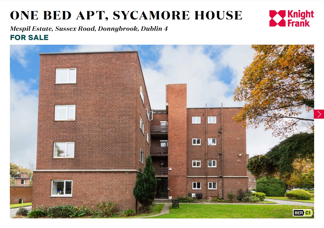 One bed apartment, Sycamore House, Mespil Estate, Sussex Road, Donnybrook, Dublin 4